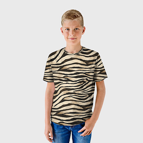 Детская футболка Шкура зебры и белого тигра / 3D-принт – фото 3