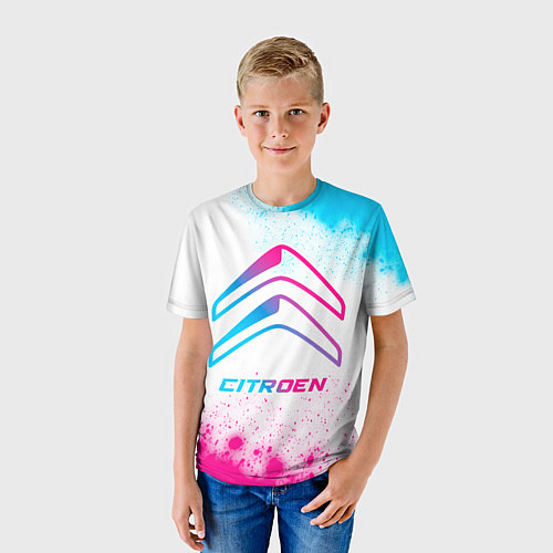 Детская футболка Citroen neon gradient style / 3D-принт – фото 3