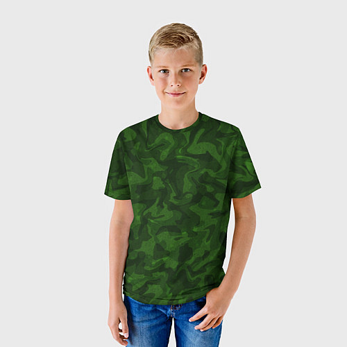 Детская футболка Хаки камуфляж / 3D-принт – фото 3
