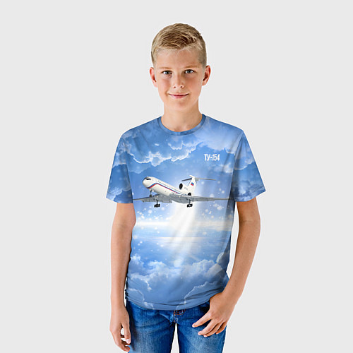 Детская футболка Ту-154 в морозном небе / 3D-принт – фото 3