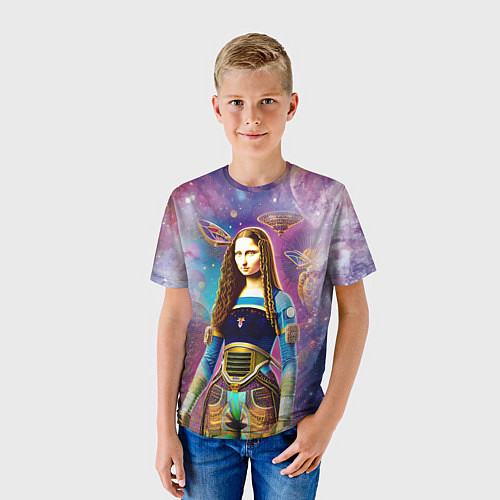 Детская футболка Современная девушка по имени Джоконда / 3D-принт – фото 3