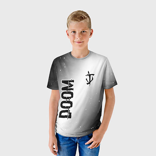 Детская футболка Doom glitch на светлом фоне: надпись, символ / 3D-принт – фото 3