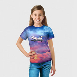 Футболка детская Ту-154Б 2 Розовый закат, цвет: 3D-принт — фото 2