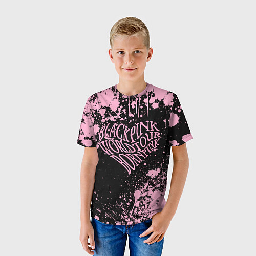 Детская футболка Блэкпинк - потертости и сердце / 3D-принт – фото 3
