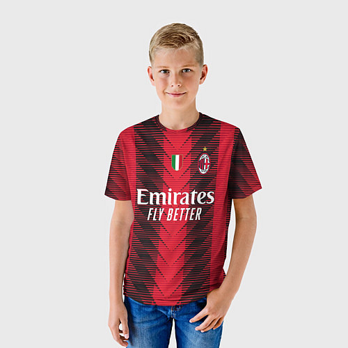 Детская футболка Златан Ибрагимович Милан форма 2324 домашняя / 3D-принт – фото 3