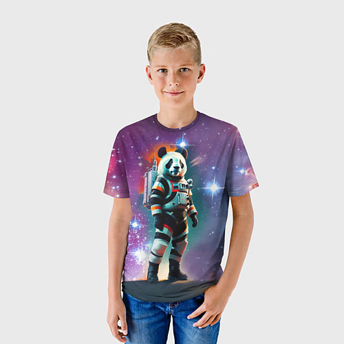 Детская футболка Панда бравый космонавт - нейросеть / 3D-принт – фото 3