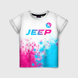 Футболка детская Jeep neon gradient style: символ сверху, цвет: 3D-принт