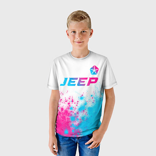 Детская футболка Jeep neon gradient style: символ сверху / 3D-принт – фото 3