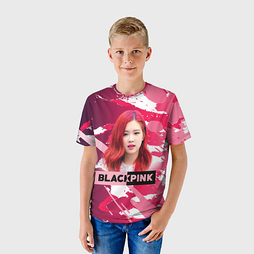 Детская футболка Роза розовый камуфляж / 3D-принт – фото 3