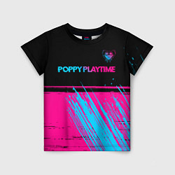 Футболка детская Poppy Playtime - neon gradient: символ сверху, цвет: 3D-принт