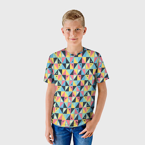 Детская футболка Треугольная мозаика / 3D-принт – фото 3