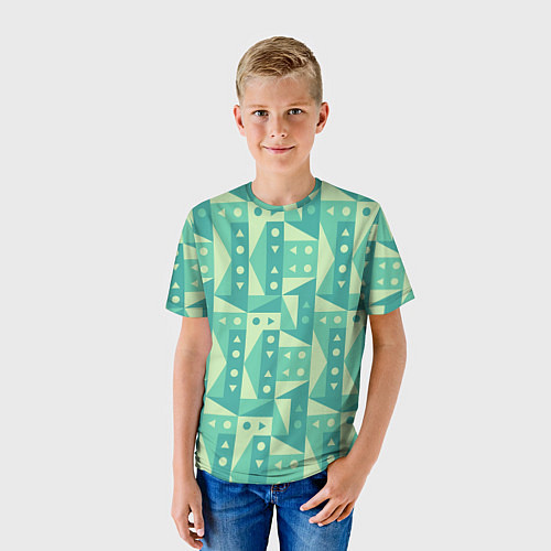 Детская футболка Green geometry / 3D-принт – фото 3