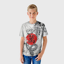 Футболка детская Dragon - white grunge, цвет: 3D-принт — фото 2
