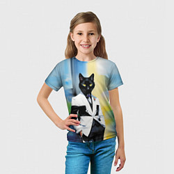 Футболка детская Cat fashionista - neural network - pop art, цвет: 3D-принт — фото 2