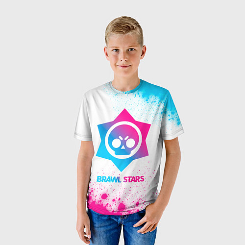 Детская футболка Brawl Stars neon gradient style / 3D-принт – фото 3