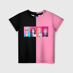 Футболка детская Группа Black pink на черно-розовом фоне, цвет: 3D-принт