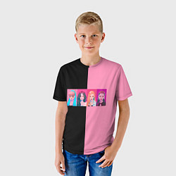Футболка детская Группа Black pink на черно-розовом фоне, цвет: 3D-принт — фото 2