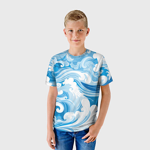 Детская футболка Голубые волны / 3D-принт – фото 3