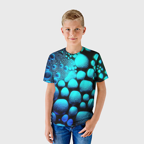 Детская футболка Объемные неоновые капли / 3D-принт – фото 3