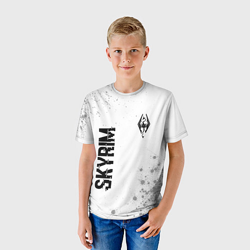 Детская футболка Skyrim glitch на светлом фоне: надпись, символ / 3D-принт – фото 3