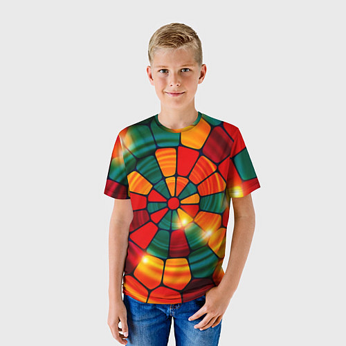 Детская футболка Круговая мозаика / 3D-принт – фото 3