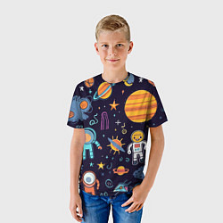 Футболка детская Яркий космический паттерн, цвет: 3D-принт — фото 2