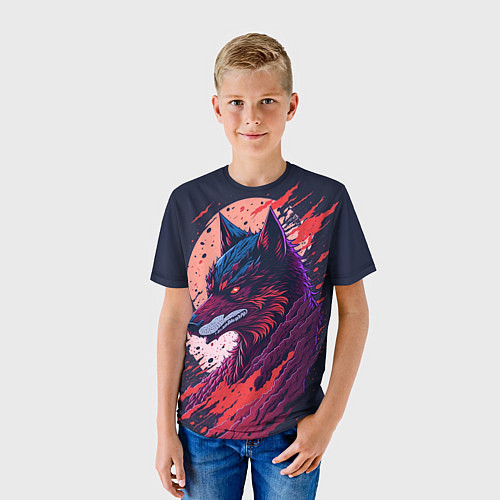 Детская футболка Нейросетевой волк / 3D-принт – фото 3