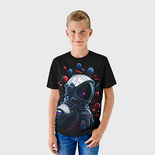 Детская футболка Российский астронавт - планеты / 3D-принт – фото 3