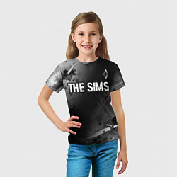 Футболка детская The Sims glitch на темном фоне: символ сверху, цвет: 3D-принт — фото 2