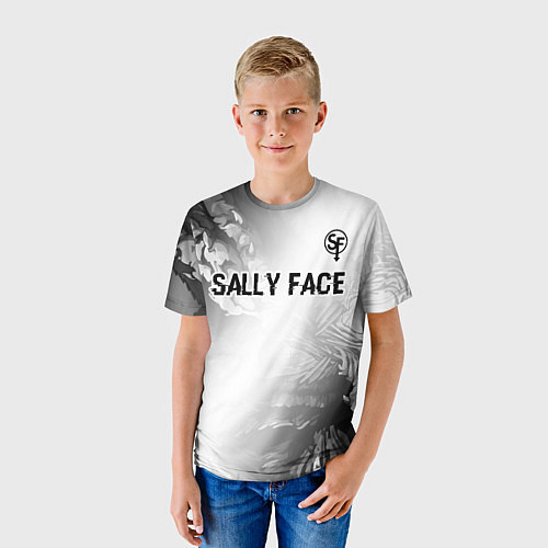 Детская футболка Sally Face glitch на светлом фоне: символ сверху / 3D-принт – фото 3