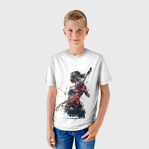 Детская футболка Девушка со скрипкой абстракция / 3D-принт – фото 3