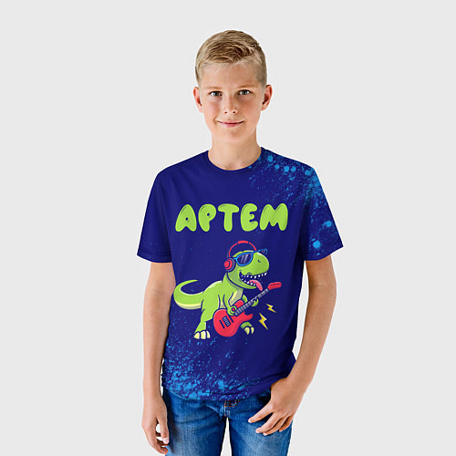 Детская футболка Артем рокозавр / 3D-принт – фото 3