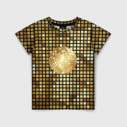 Футболка детская Золотой диско шар и золотая мозаика, цвет: 3D-принт