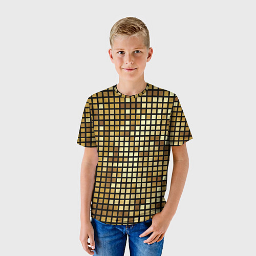 Детская футболка Золотая мозаика, поверхность диско шара / 3D-принт – фото 3