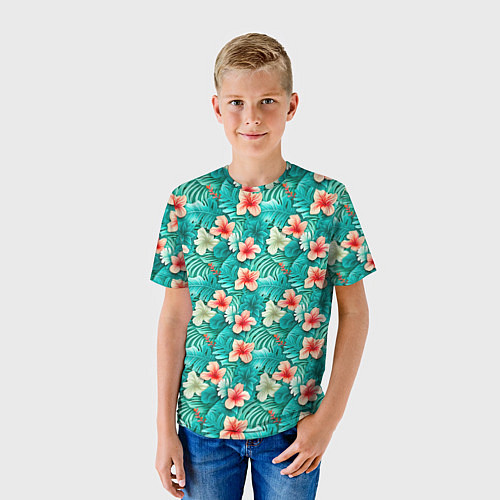 Детская футболка Летние цветочки паттерн / 3D-принт – фото 3