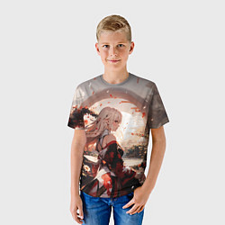 Футболка детская Японская девушка при закате солнца, цвет: 3D-принт — фото 2