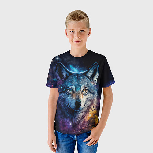 Детская футболка Космический звездный волк / 3D-принт – фото 3