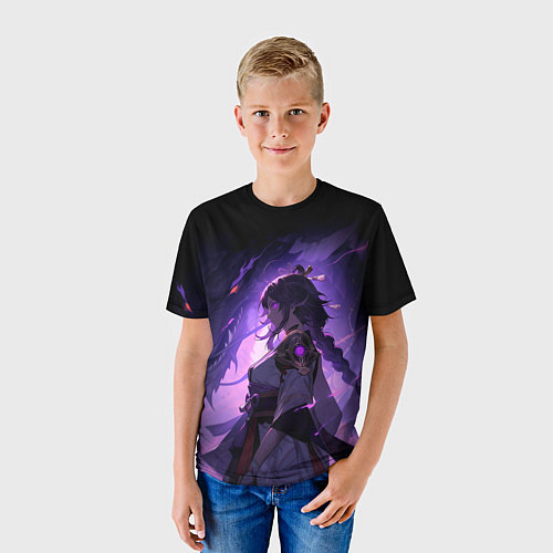 Детская футболка Мрачный геншин импакт - Raiden / 3D-принт – фото 3
