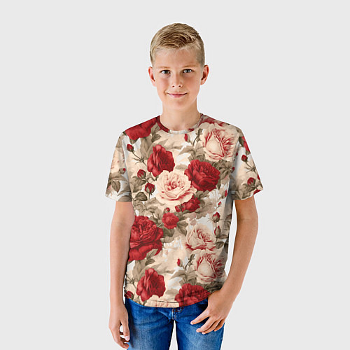 Детская футболка Розы паттерн / 3D-принт – фото 3