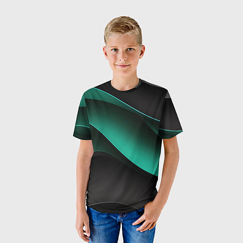 Детская футболка Абстрактная зеленая текстура / 3D-принт – фото 3