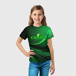 Футболка детская CS GO green abstract, цвет: 3D-принт — фото 2