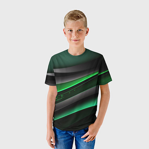 Детская футболка Black green line / 3D-принт – фото 3