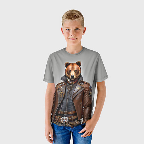 Детская футболка Cool bear - steampunk - neural network / 3D-принт – фото 3