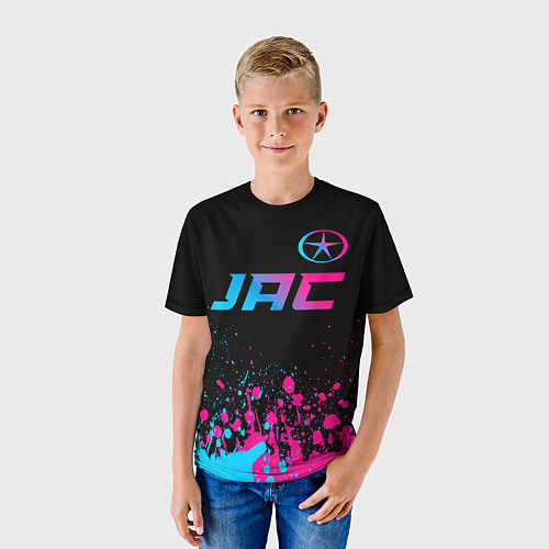 Детская футболка JAC - neon gradient: символ сверху / 3D-принт – фото 3