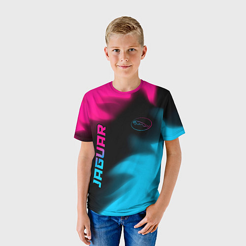 Детская футболка Jaguar - neon gradient: надпись, символ / 3D-принт – фото 3
