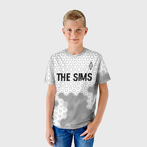 Детская футболка The Sims glitch на светлом фоне: символ сверху / 3D-принт – фото 3