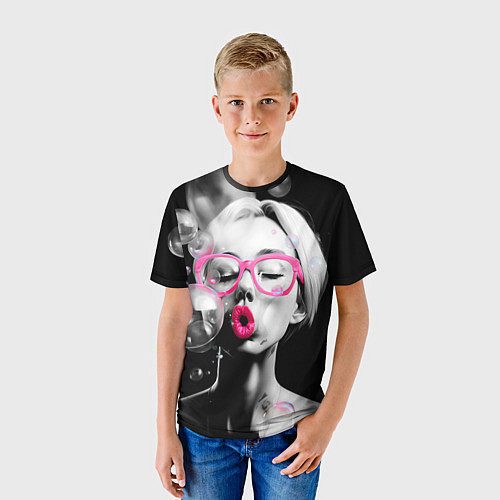Детская футболка Девушка и пузыри / 3D-принт – фото 3