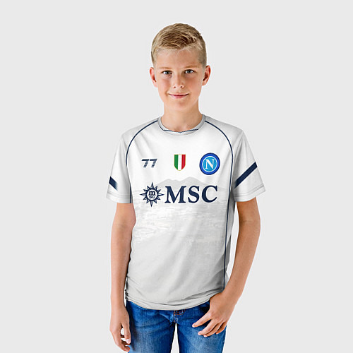 Детская футболка Хвича Кварацхелия Наполи форма 2324 гостевая / 3D-принт – фото 3