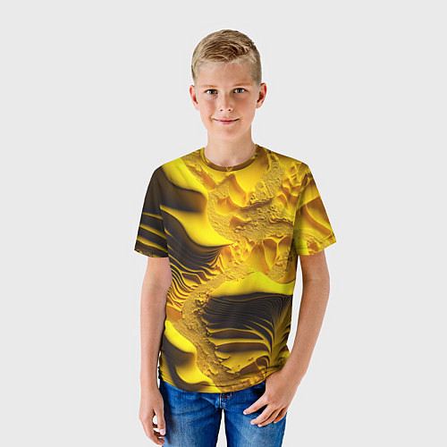 Детская футболка Желтая объемная текстура / 3D-принт – фото 3