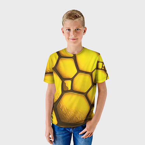 Детская футболка Желтые объемные плиты / 3D-принт – фото 3